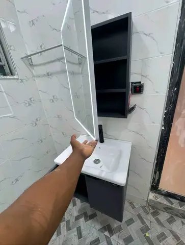 Bathroom with LED mirror and rain shower — 7