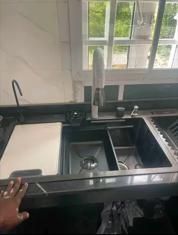 Black stainless double kitchen sink — 1